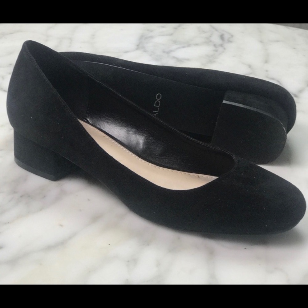 Aldo Suede Flat 1" Heel, Black